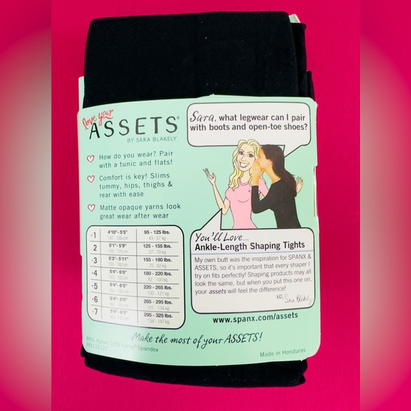 Assets by Spanx !! Black Ankle Length Shaping Tights Spanx Size 2 NIB - Picture 2 of 4
